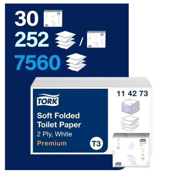 KT-114273 Tork Yumuşak Katlamalı WC Tuvalet Kağıdı 2 Katlı Premium T3 - (1 Paket 252 Adet-Koli İçi 30 Paket)