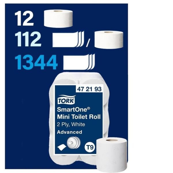 Second image of KT-472193 Tork SmartOne® Mini Cimri İçten Çekmeli WC Tuvalet Kâğıdı (1 Rulo 112 Metre-Koli İçi 12 Rulo)