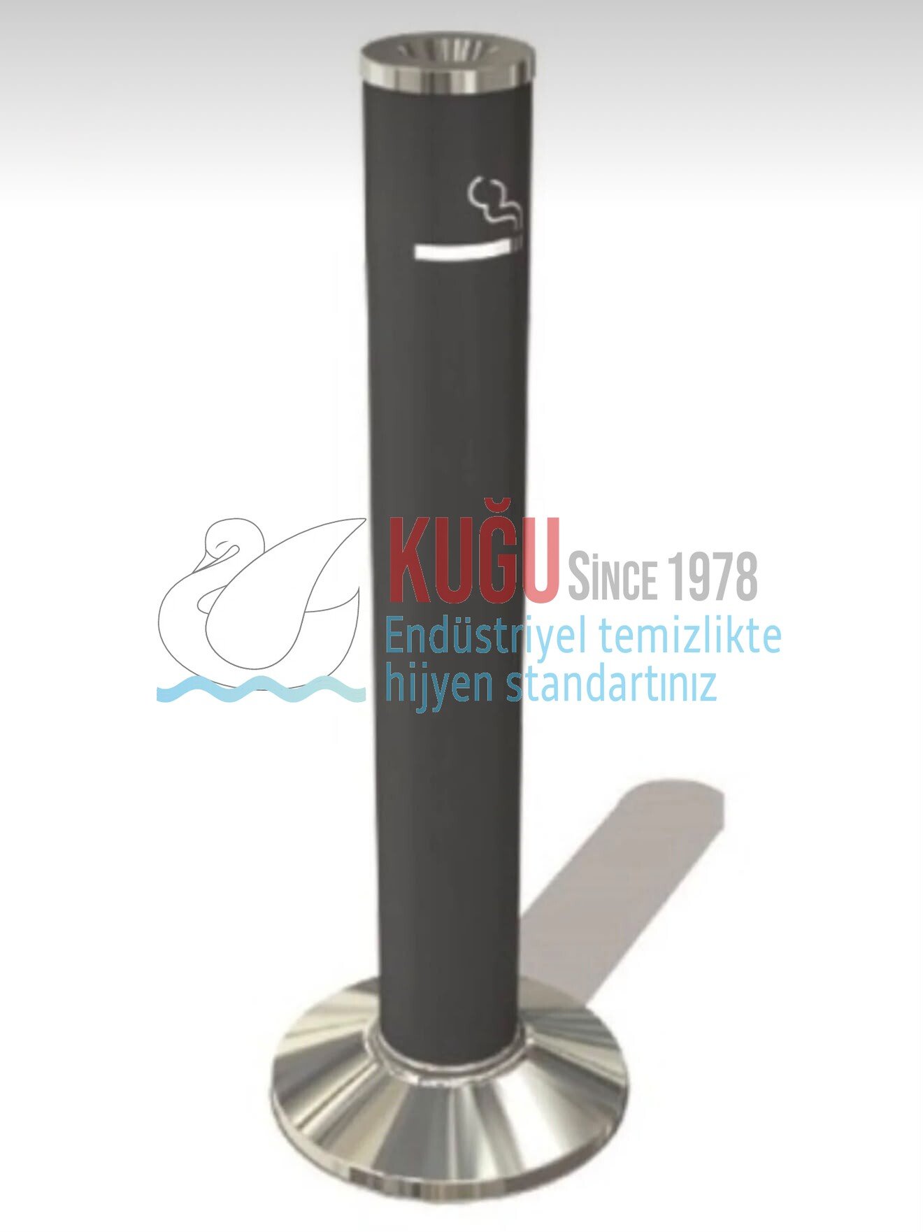 Second image of 3195 Siyah Renk Elektrostatik Toz Fırın Boyalı Metal Ayaklı ve Metal Küllük Hazneli Ayaklı Dış Mekan Küllük