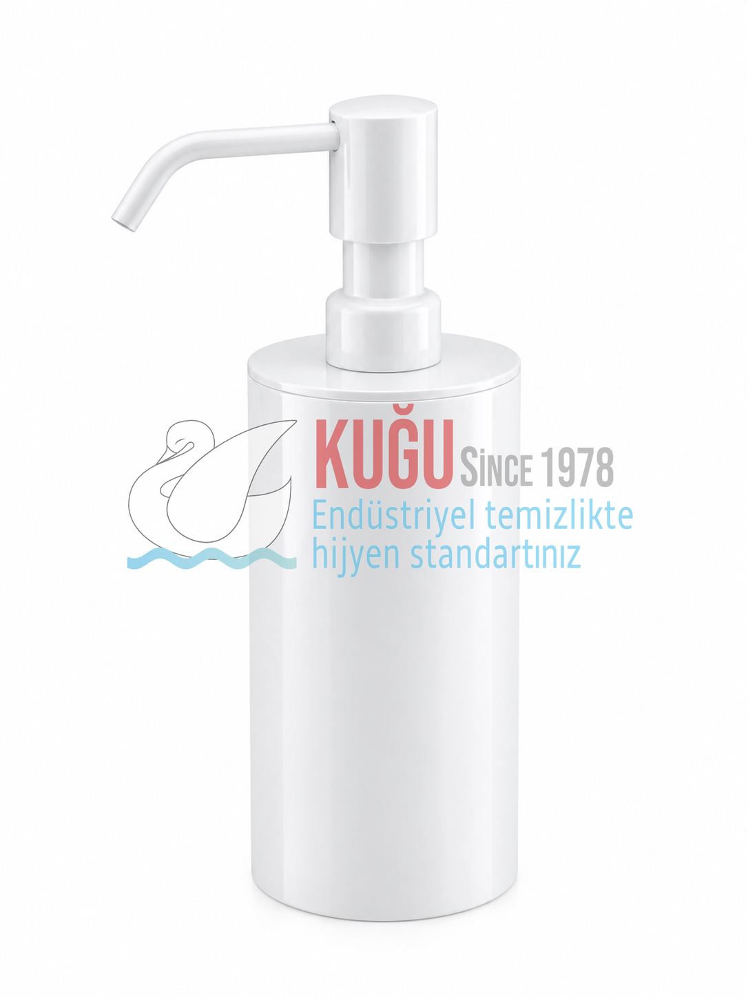 9245-W 304 Kalite Paslanmaz Çelik Krom Beyaz Renk 300 ML Lüks Silindir Model Kaydırmaz Alt Tabanlı Tezgah Üstü Lüks Sıvı Sabunluk